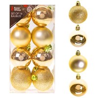 Snow White Bruchsicher Christbaumschmuck - 16 Packung 50Mm Kugeln Gold