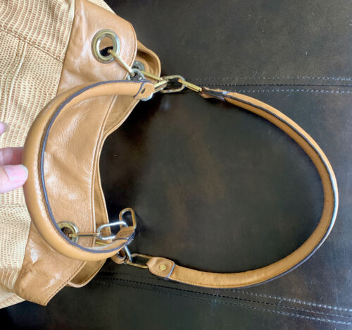 B. Makowsky Lizard Embossed Brown Large Shoulder bag Handbag Purse - Picture 14 of 18