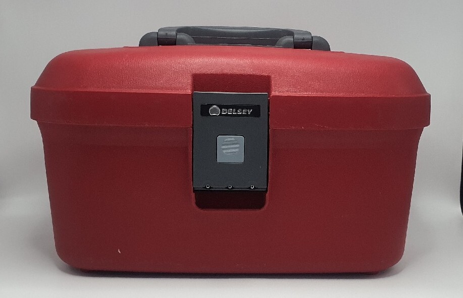 DELSEY Vintage Vanity Case Dur Rouge Miroir Rangements
