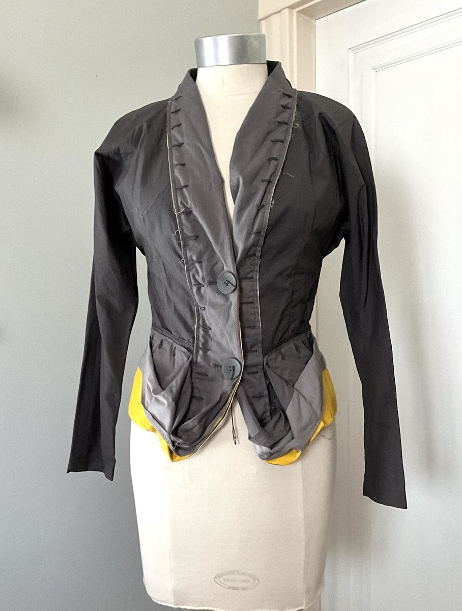 2000s Issey Miyake Grey and Yellow Buttonhole Jacket | eBay