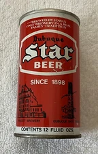 DUBUQUE STAR BEER 12 OZ STEEL CAN { EMPTY } TOP OPEN