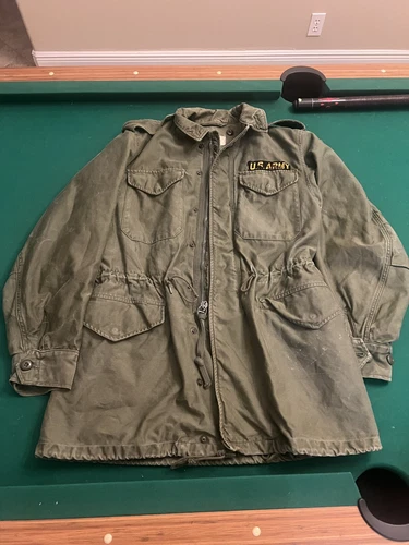 Vintage Military Jacket Long Small US Army M-1951 M-51 Field Coat 60s Vietnam