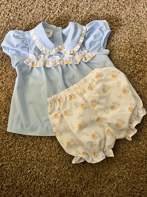 Baby Blessings Clothing Blue Gingham Pumpkin Fall 2-piece 9M - 000876