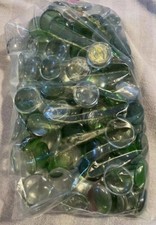 Flat Glass Marble Vase Fillers, 3.2lL Green Clear Mixed Color Flat Gems Pebbles