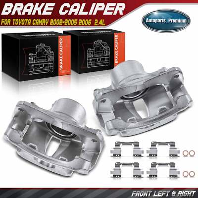 Pair Front Brake Calipers w/ Bracket for Toyota Camry 2002-2006 L4 2.4L