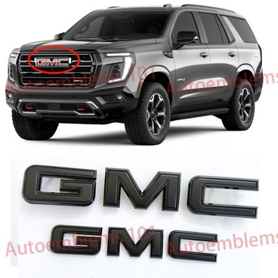 2025-2026 GMC Yukon AT4,Elevation XL Front & Rear All Black Emblems