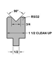 RITEWAY PRESS BRAKE DIE 90 DEGREE 3/4 INCH V OPENING FORMING DIE #30 12 FT.