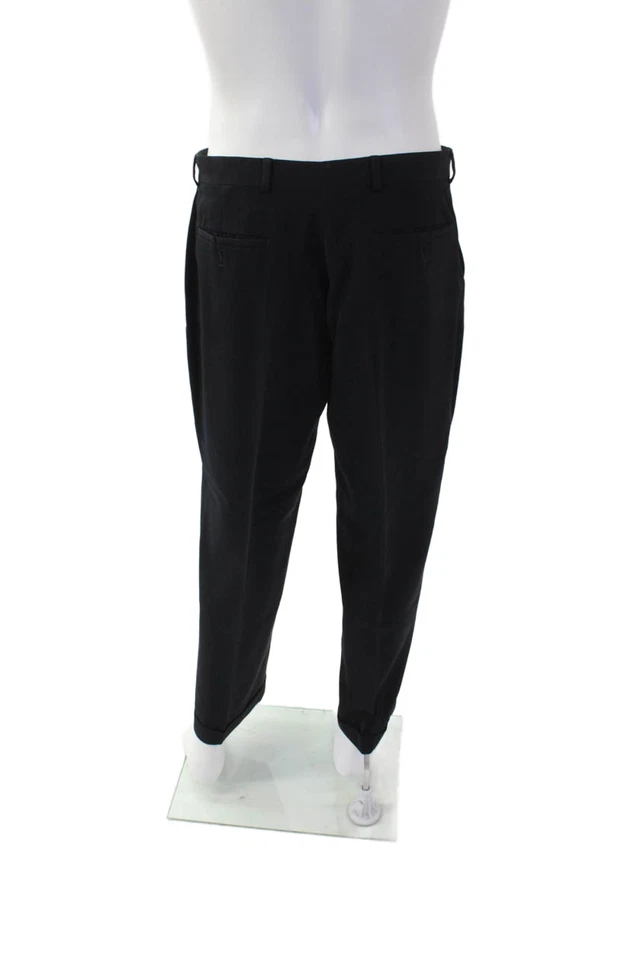 Armani Collezioni Mens Cuffed Straight Leg Dress Pants Black Wool Size 34 - Image 3 of 4