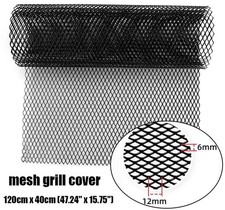 Parachoques de coche guardabarros capó rejilla ventilación red 47""x15"" malla aluminio negro rejilla cubierta