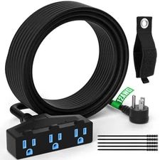 Outdoor Extension Cord 50 Ft with 3 Outlets, 12/3 SJTW 3 Prong Grounded Power...