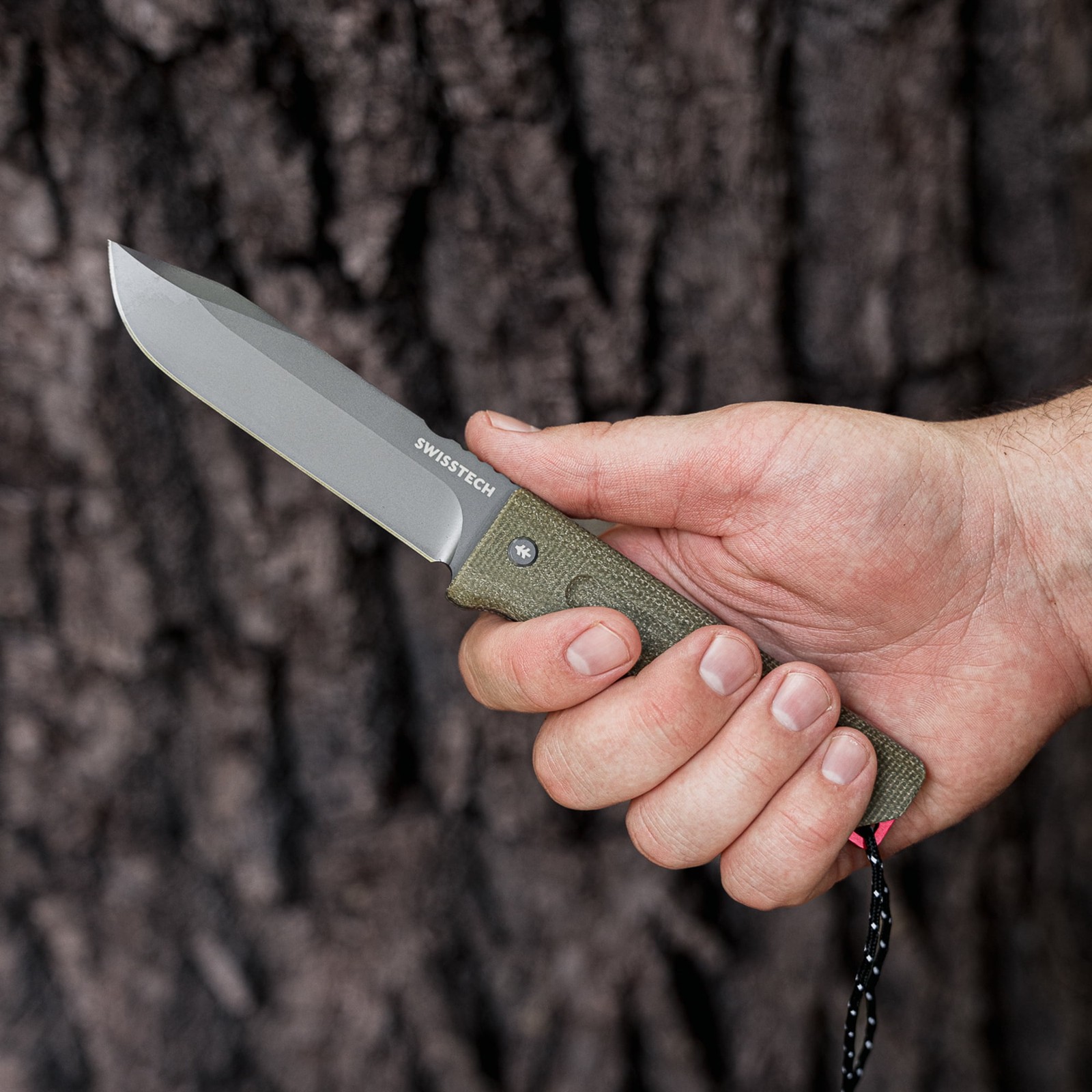 Swiss Tech 6797 8.75" Full Tang Fixed Blade Knife with Sheath and Rod, Olive