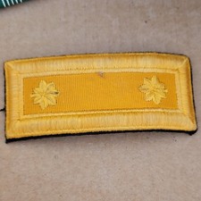 WWII German Original Yellow Shoulder Board Insignia Patch w/ Backing Two Stars