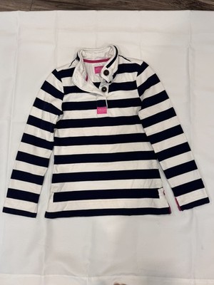 JOULES Navy Blue & White Striped Cotton Blend Pullover Shirt US size 4