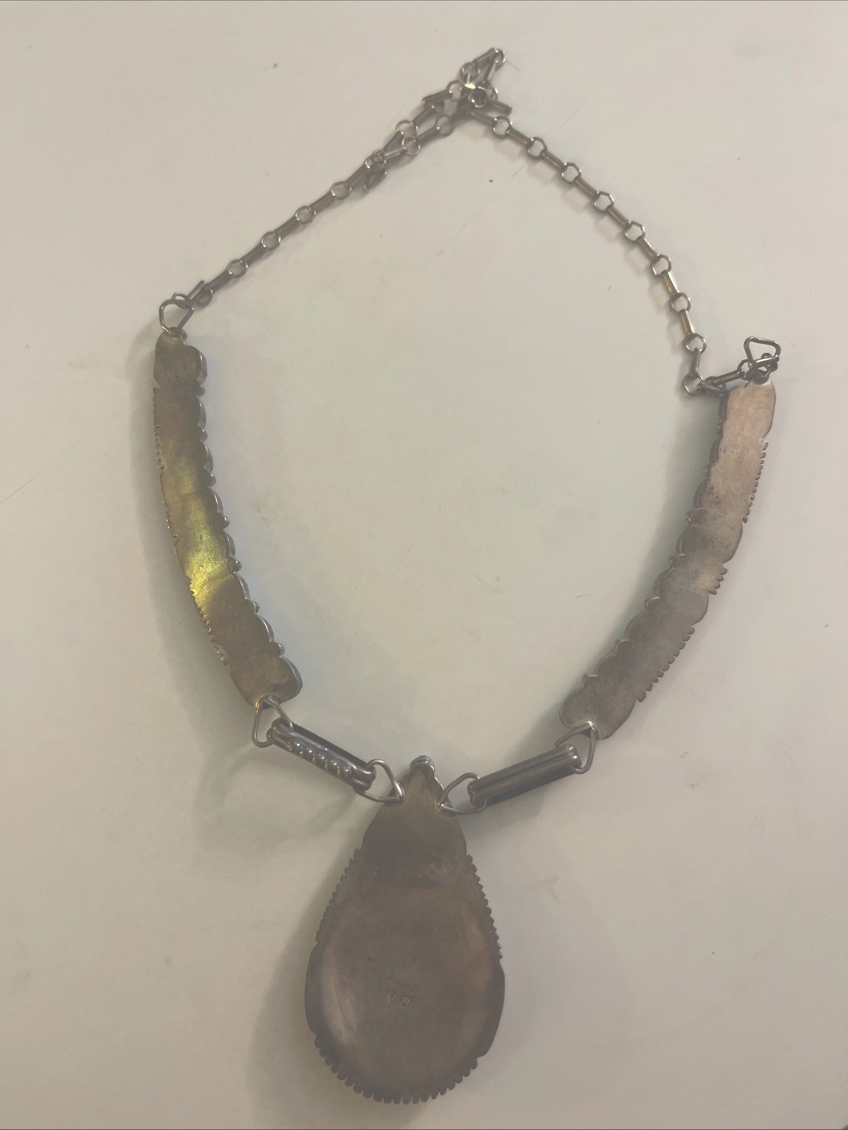 Signed VB Native American Statement Necklace NAVA… - image 4
