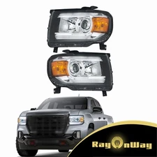 For 2015-2018-2022 GMC Canyon Pair of Halogen w/LED DRL Projector Headlight Assy