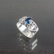 London Blue Topaz Gemstone 925 Sterling Silver Jewelry Women's Ring For Wedding