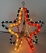 Patriotic Rope Lighted 3D Hanging Star Red White & Blue 11” Diameter Beautiful