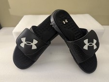 Under Armour Youth Boys Slides Size 5Y Youth Black Adjustable Strap Top