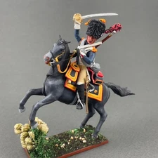 Painted French Guard horse grenadier, Napoleonic tin miniature 1/30 VID SOLDIERS