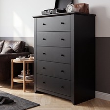 Tall Black Dresser Bedroom 47 Chest Drawers 5 Drawer Living Room Hallway Closet