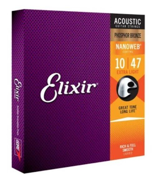 Струны для акустической гитары Elixir ELX16002 из люминофорной бронзы Nanoweb - Очень легкие 1 5990₽