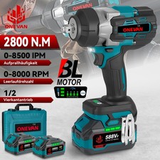 2800NM Impact Wrench Drill Cordless Driver Car Repair Wheel Nut Gun Set 2Battery