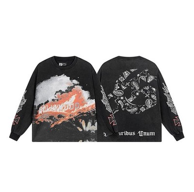 Vintage Godspeed Skull Print Washed T-Shirt Base Layer Hoodies Sweatshirts