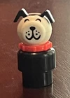 Vintage Fisher Price Little People Black & White  "Lucky" Dog With Red Collar
