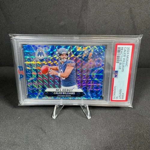 2024 Panini Mosaic Caleb Williams NFL Debut Reactive Blue Prizm PSA 10 #289 RC