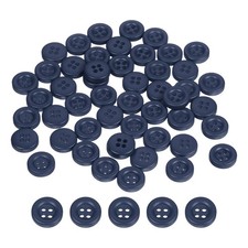 50pcs Sewing Button 11mm 4 Holes Resin Round Crafting Buttons Dark Blue