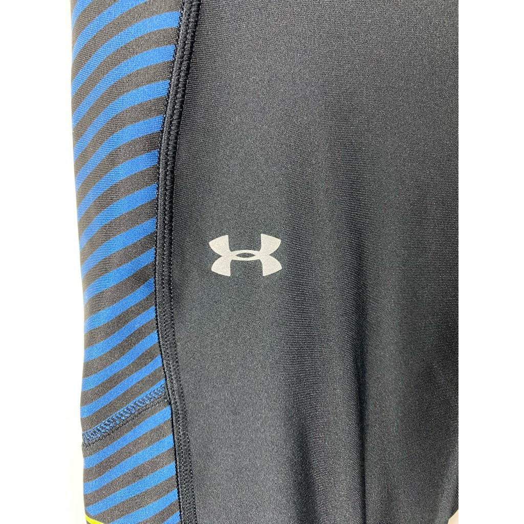 Under Armour Leggings Womens M Black Blue Heatgear Running Crops Mesh Insets thumbnail 4