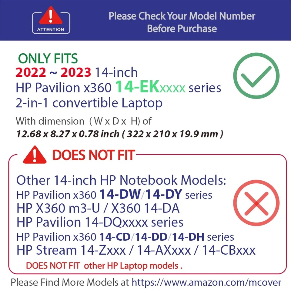 NUEVO Estuche Rígido mCover® para Portátil Serie 14" HP Pavilion x360 14-EKxxx 2022 2023 Foto 2 de 4