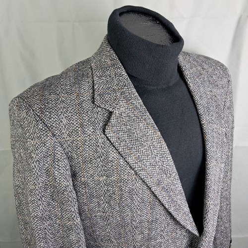 Vintage Savile Row 42R Mens Sportcoat Herringbone Wool Feather Weight Blazer - Picture 5 of 12