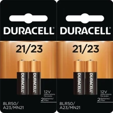 4 Pack Duracell A23 21/23 12 Volt MN21 MN23 23AE GP23 23A 23GA Batteries (2X2)