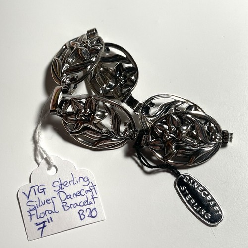 Vintage Sterlingsilber Danecraft Floral Narzisse Armband 7" Länge 22,2 g! B20 - Bild 9 von 10