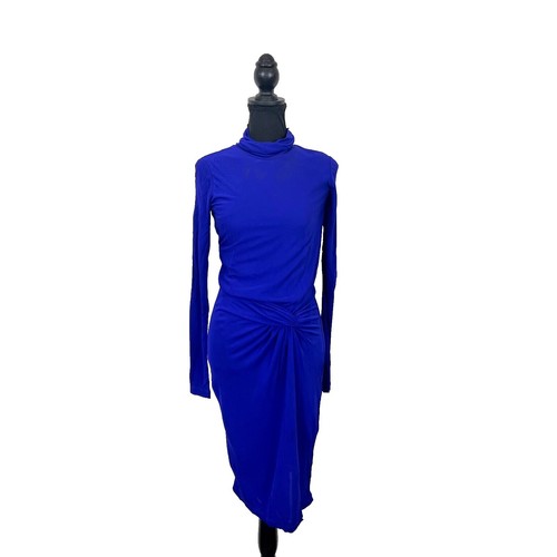 REISS Clarice Petite Linen Broderie Midi Dress in Blue | eBay