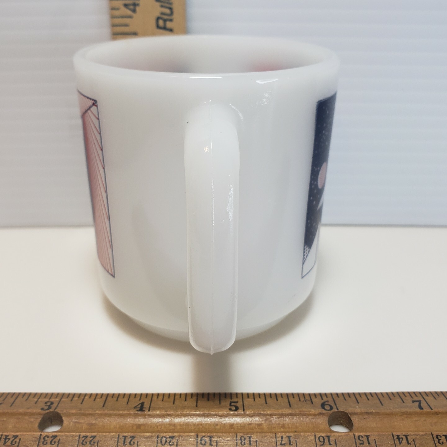 RARE Vintage Glasbake Mug Spaceship Space Rocket Mission Milk Glass Coffee Tea 