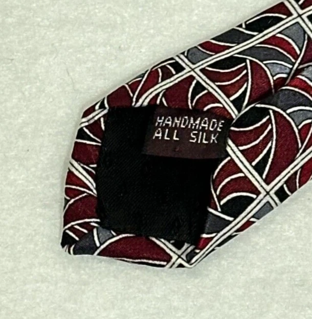Raphael Roma Milano Italy Men's Neck Tie Fine Handmade 100% Silk Geometric Art - Image 4 of 4