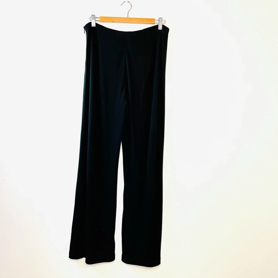 Pantalones Sahza Talla 12 14 Negro Crepé Jersey Estilo Clásico Pierna Ancha Diseñador de EE. UU. Foto 2 de 4
