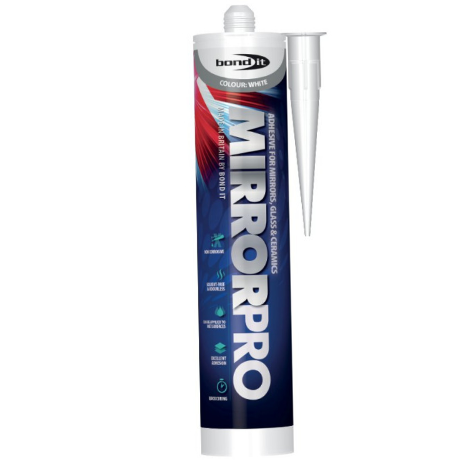 Bond it Mirror Pro Sealant Adhesive White Glass Splashback Glue Bond