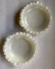 Lot of 2 Vintage 1950's Anchor Hocking Milk Glass Ashtray Thumbprint 5.25"