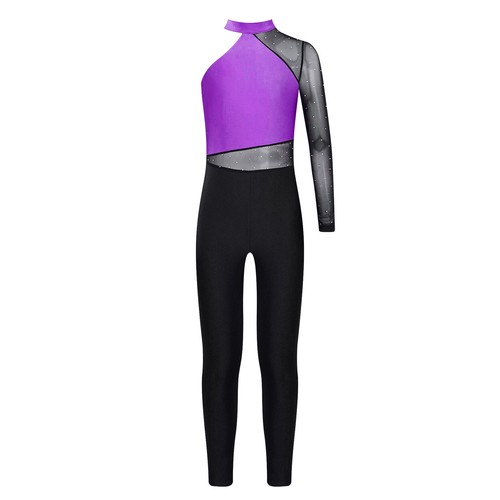 Kinder Mädchen Trikot Ganzkörper Gymnastik Trainingsanzug Bodysuit Training Gym- - Bild 54 von 118