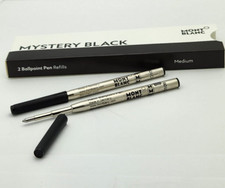 MONTBLANC MYSTERY BLACK BALLPOINT PEN REFILLS MEDIUM - Pack of 2 116190 