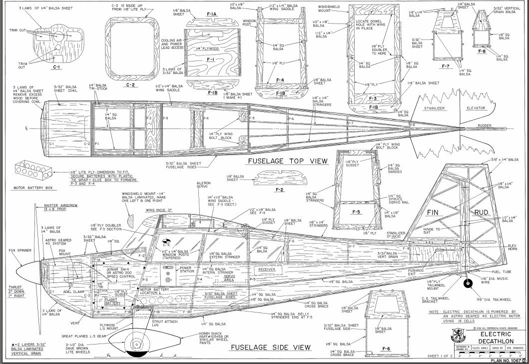 Electric Decathlon 72 inch Wing Scale Radio Control AIrplane Printed