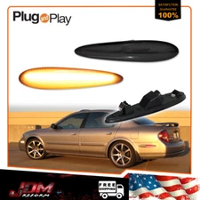 For 2000-2003 Nissan Maxima Smoked Amber LED Front Bumper Side Marker Lights 2PC