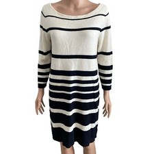 Joe Fresh Sweater Dress Womens Medium White Black horizontal Stripes