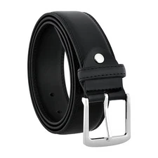Men's Classic Jeans Dress Black Leather Belt, All Sizes, Big & Tall, S-7XL
