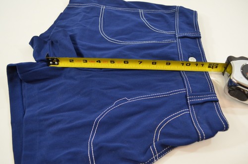 Vintage Blue Hot Pants Shorts 100% Nylon Size 12 Girls White Stitching Taiwan - Picture 10 of 10