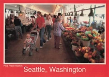 Seattle Pike Place Market Interior Flower Vendors 6x4 Postcard H23