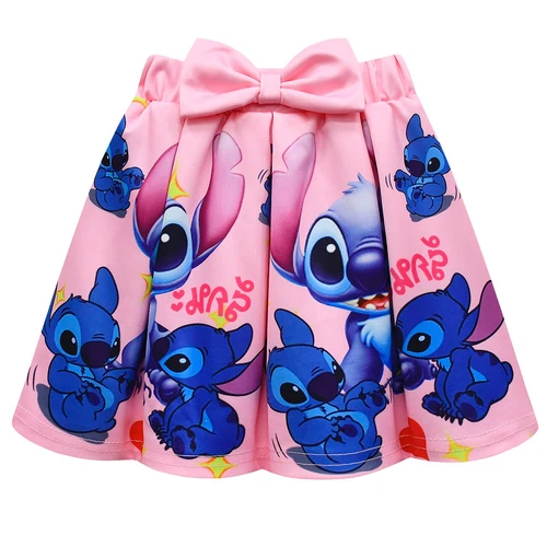 Lilo Stitch Girls T-Shirt Dress Kids Pleated Skirts Set Cute Print Outfit Gift - Picture 9 of 19